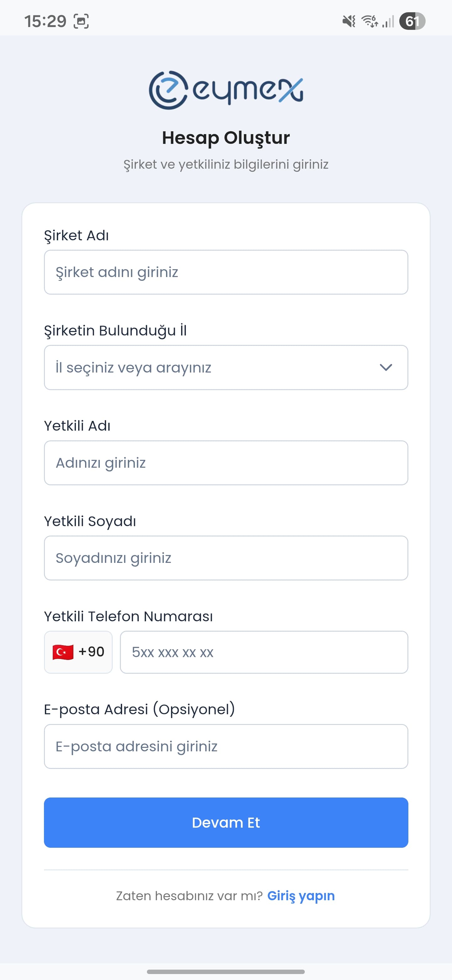 Eymex Kayıt Ol - Yeni hesap oluşturma