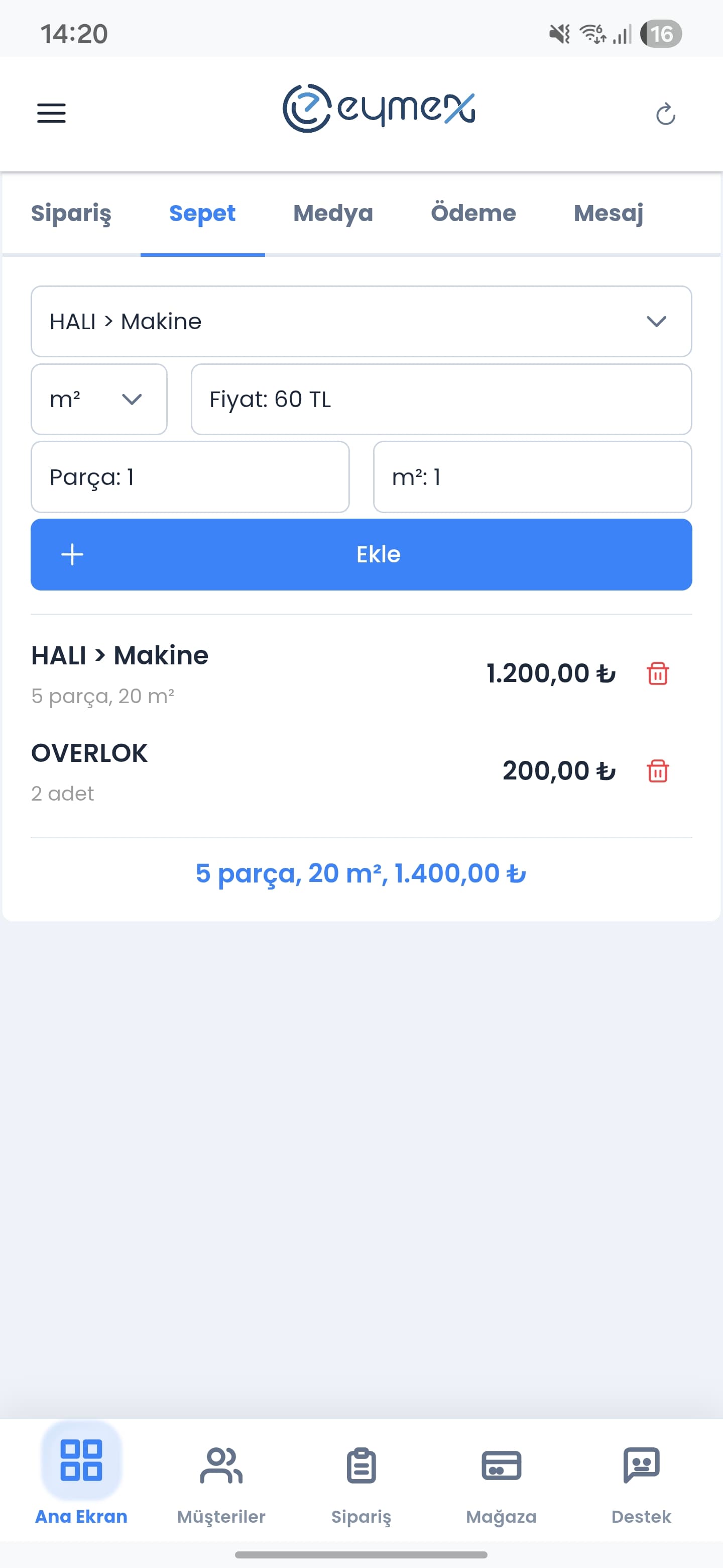 Ürün Ekleme - Sipariş sepetine ürün ekleme